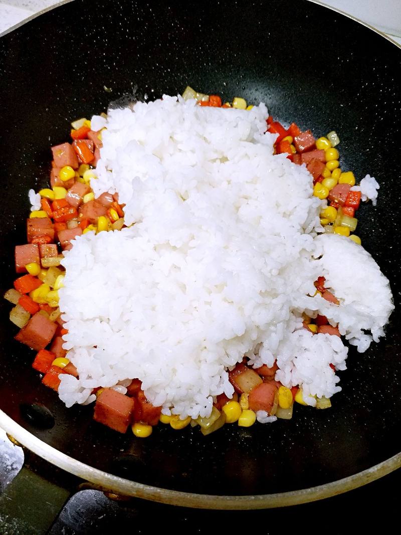 Steps for making Colorful Fried Rice