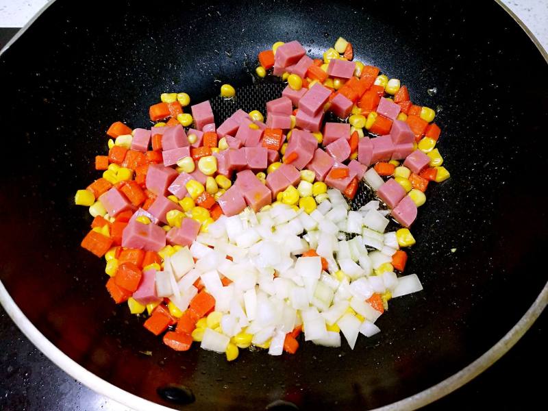 Steps for making Colorful Fried Rice