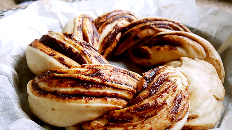 Steps for making Natural Fermented Brown Sugar Cinnamon Chocolate Bread Rolls