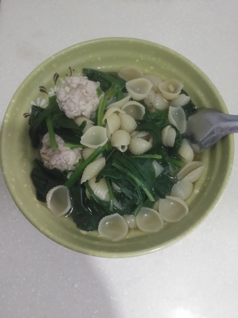 Spinach Meatball Cat Ear Pasta