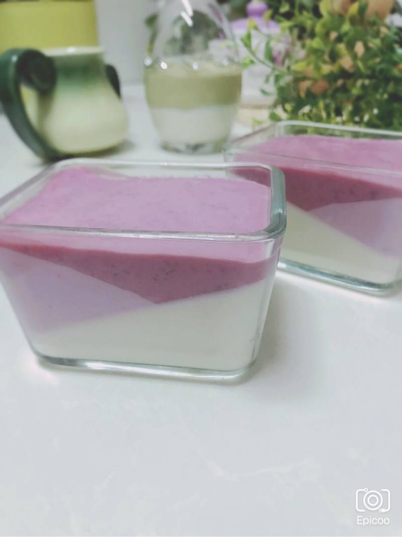 Yogurt Purple Sweet Potato Pudding Making Steps