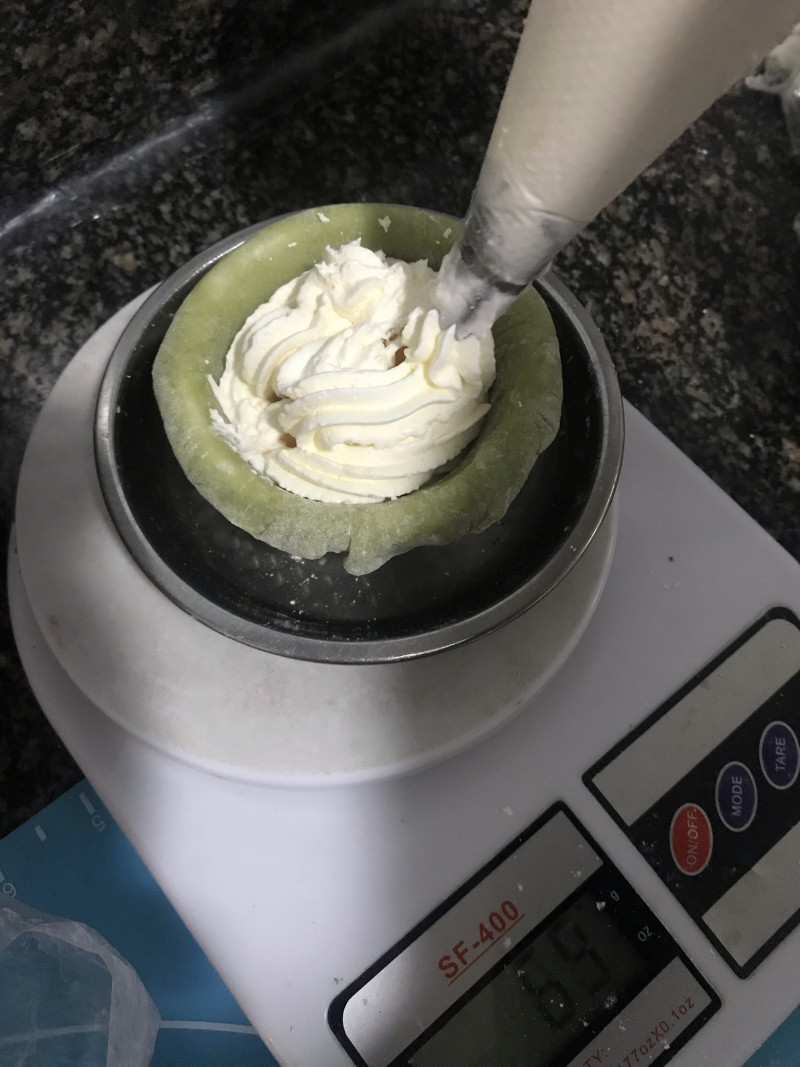 Steps for making Matcha Snowy Mooncake