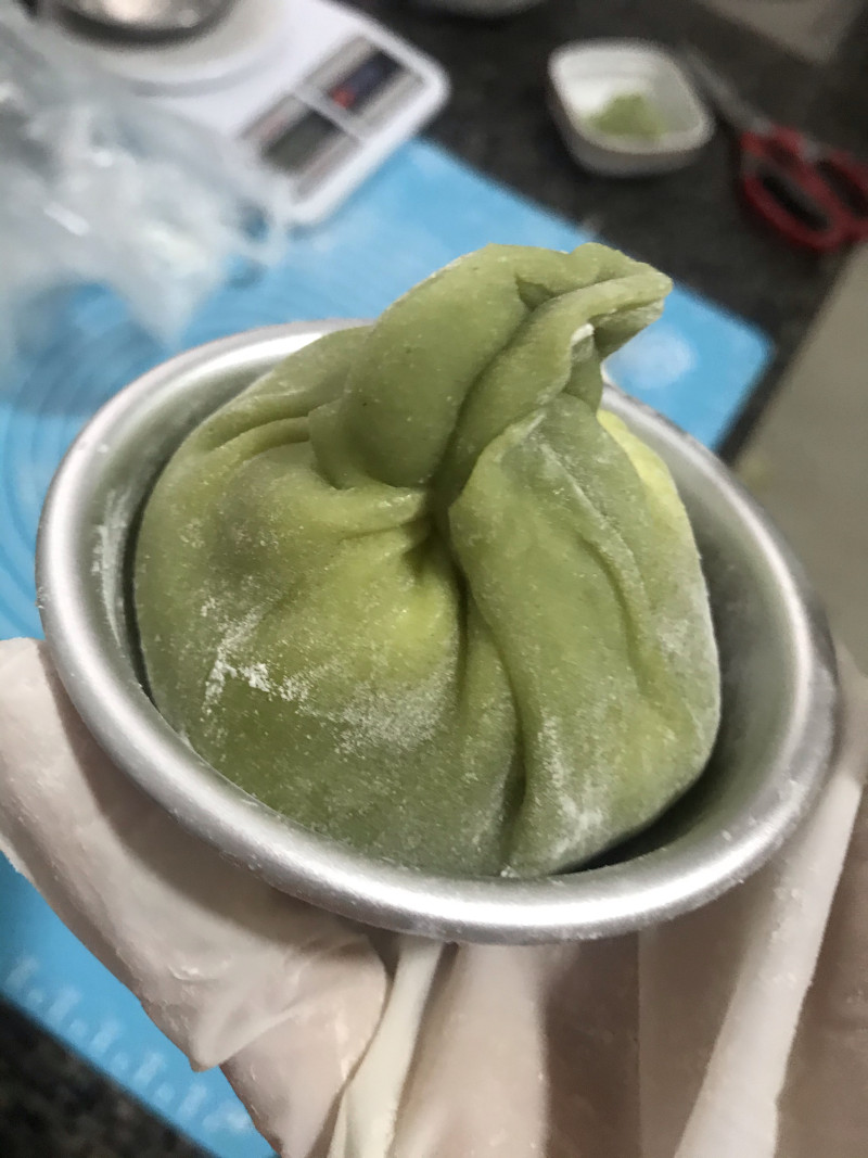 Steps for making Matcha Snowy Mooncake