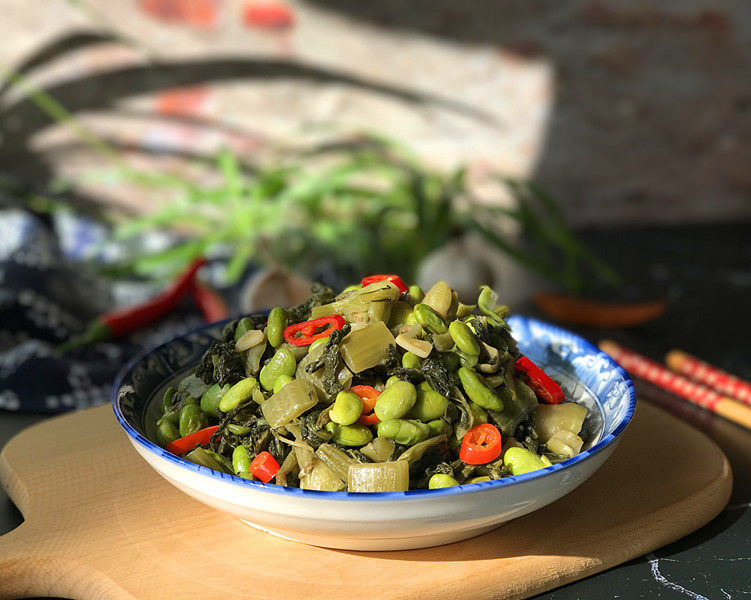 Pickled Vegetable Stir-Fried Edamame