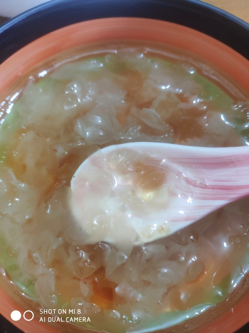 Peach Gum, Bird's Nest, Coix Seed, and Snow Fungus Soup