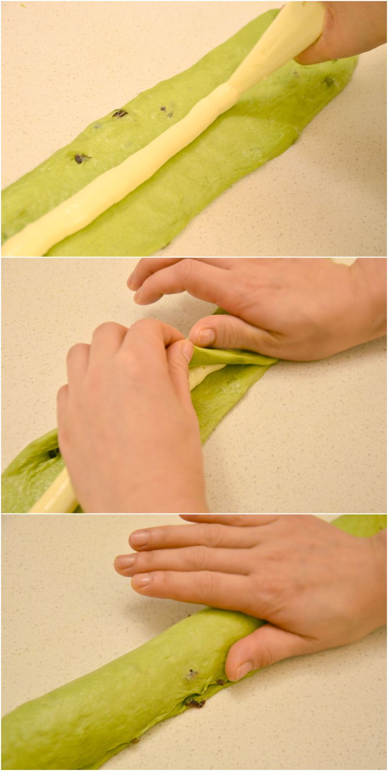 Matcha Cheesecake Soft European Bread Making Steps