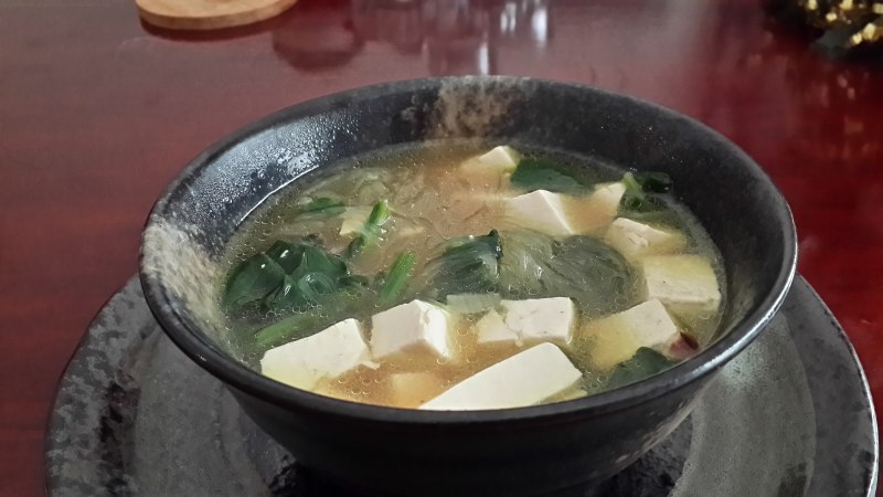 Spinach Vermicelli Tofu Soup