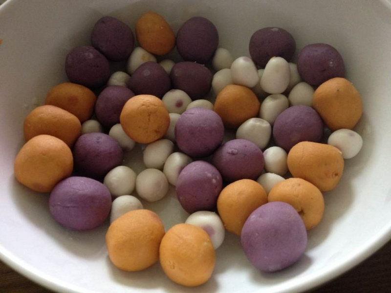 Steps to make Purple Sweet Potato Glutinous Rice Colorful Balls Dessert