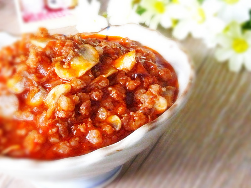 Homemade Mushroom Meat Sauce for Spaghetti