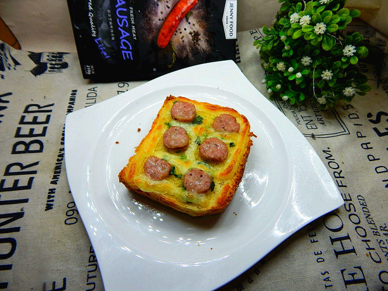 Breakfast - Sausage Cheese Toast Making Steps