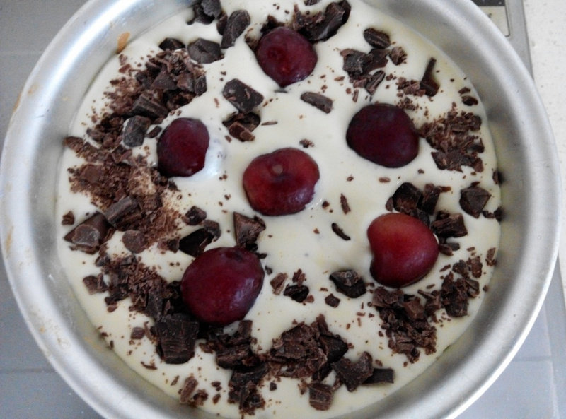 Cherry Ice Cream Cake Making Steps