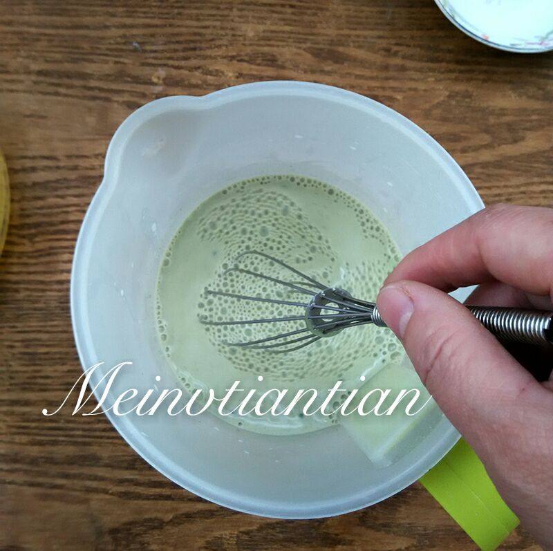 Steps for making Matcha Pudding