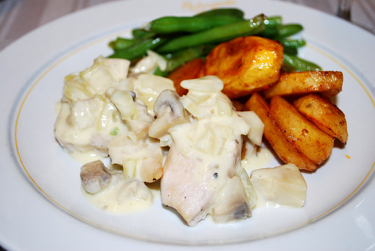 Pan-fried Chicken Nuggets with Mushroom Sauce