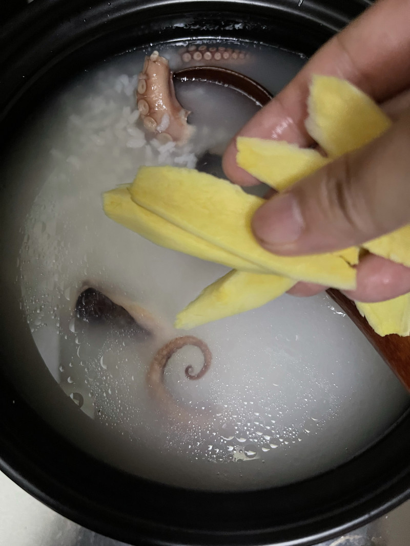 Steps for cooking Shrimp and Spring Vegetable Porridge