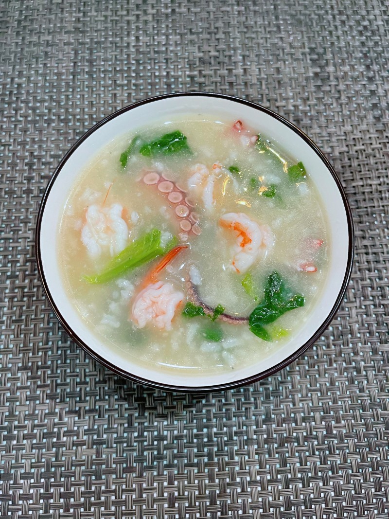 Steps for cooking Shrimp and Spring Vegetable Porridge