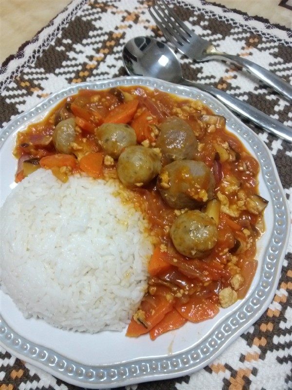 Italian Meatball Rice with Meat Sauce