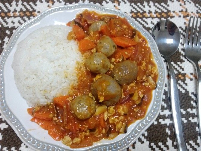 Italian Meatball Rice with Meat Sauce