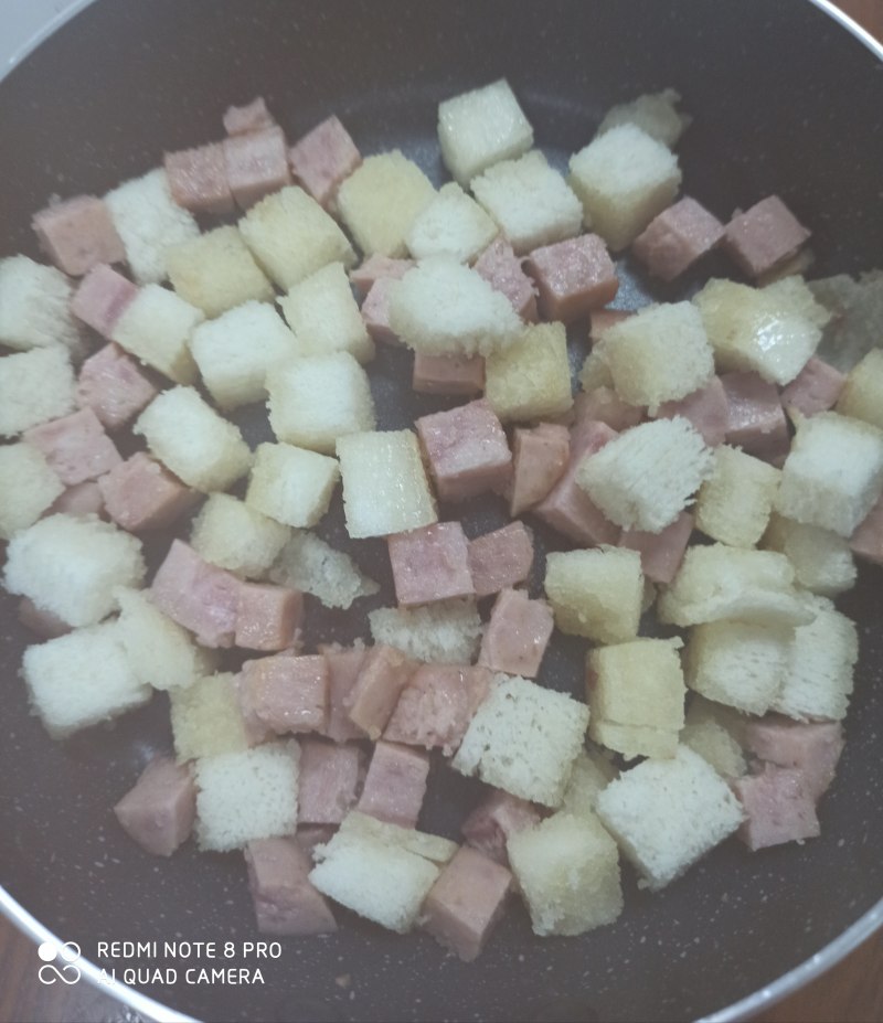 Steps for Making Cheese Bread with Ham Cubes