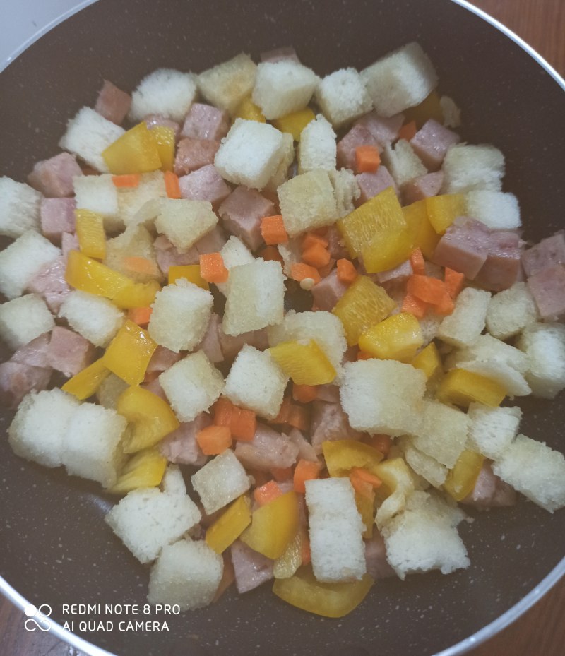 Steps for Making Cheese Bread with Ham Cubes