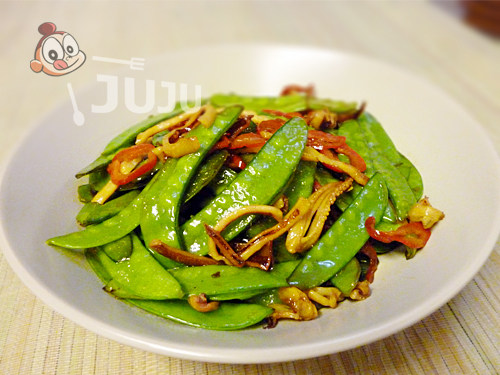 Sautéed Dried Squid with Snow Peas