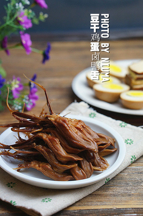 Dried Bean Curd, Egg, and Braised Duck Tongue