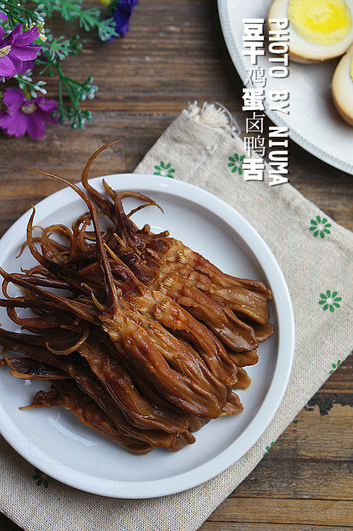 Dried Bean Curd, Egg, and Braised Duck Tongue