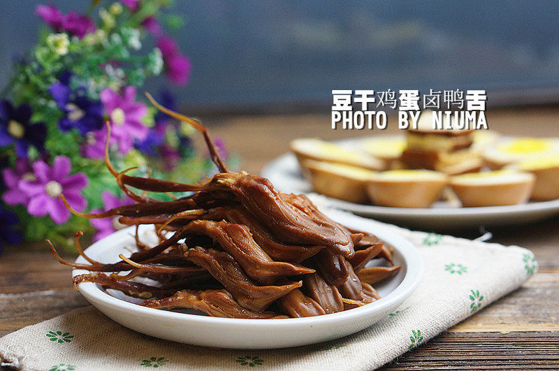 Dried Bean Curd, Egg, and Braised Duck Tongue