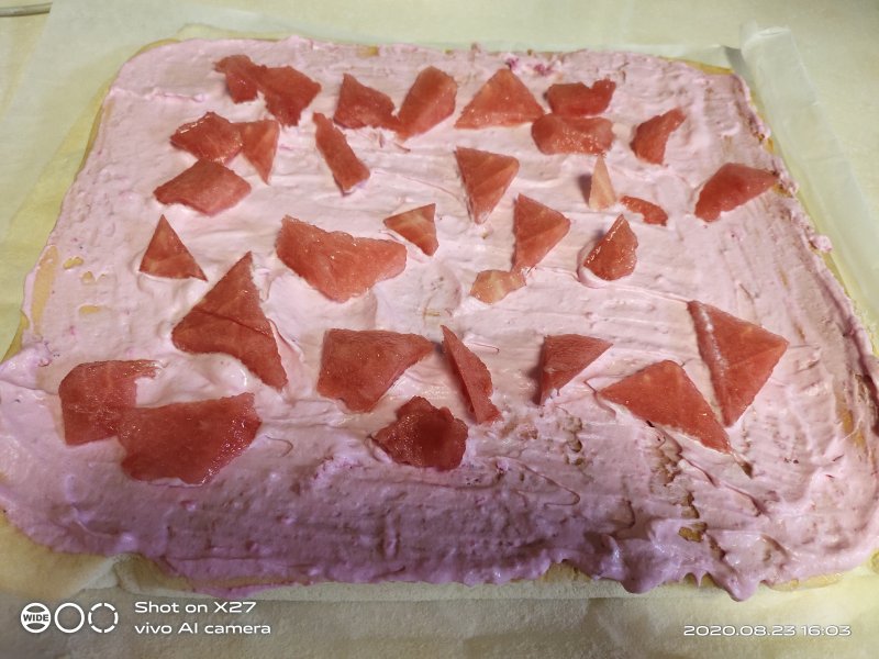 Steps to make Watermelon Cake Roll