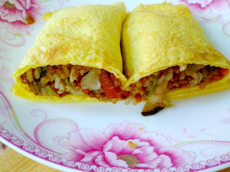 Stir-Fried Rice with King Oyster Mushrooms (Omelette Rice) Cooking Steps