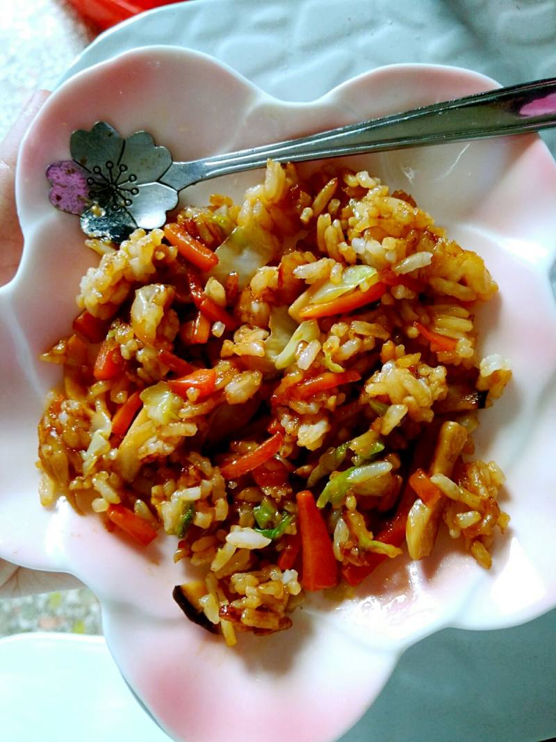 Stir-Fried Rice with King Oyster Mushrooms (Omelette Rice) Cooking Steps