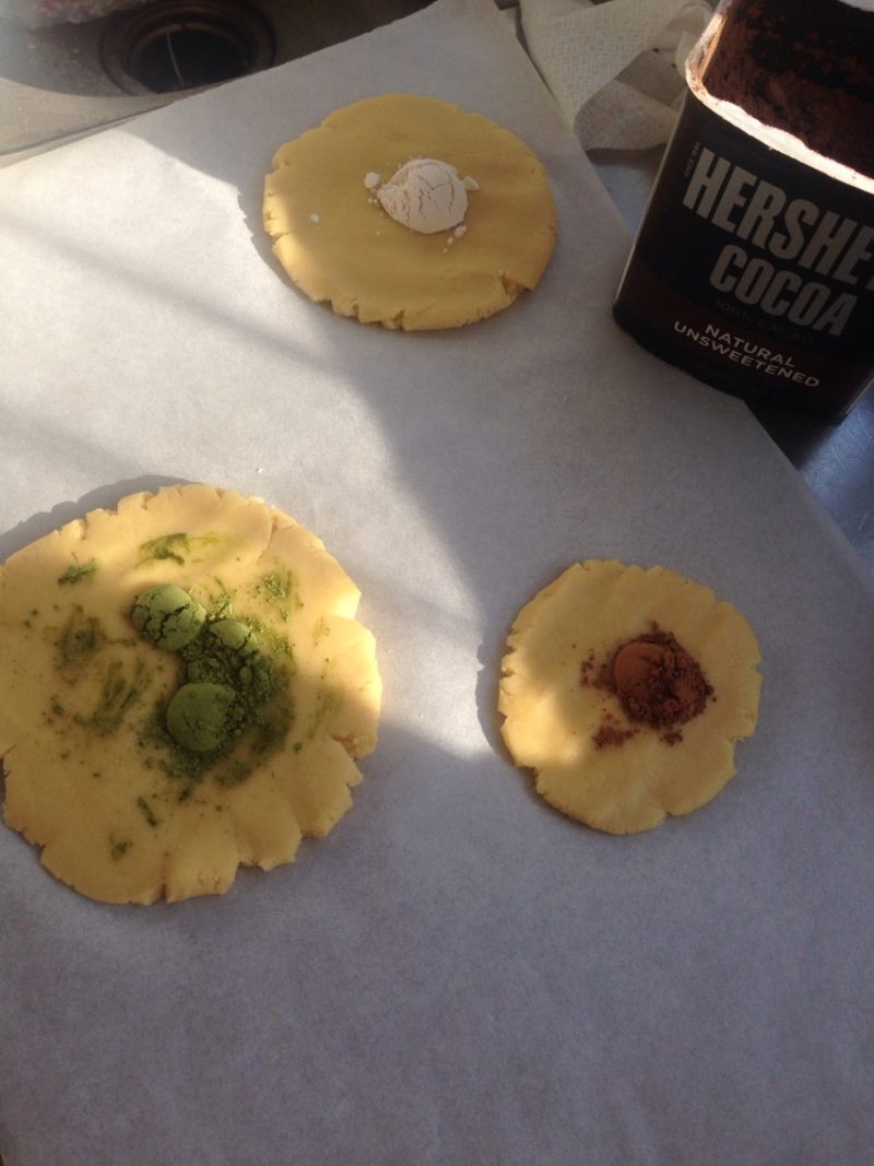 Steps for Making Panda Matcha Cocoa Cookies