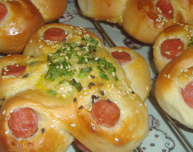 Scallion Hot Dog Bread and Almond Snack Bread