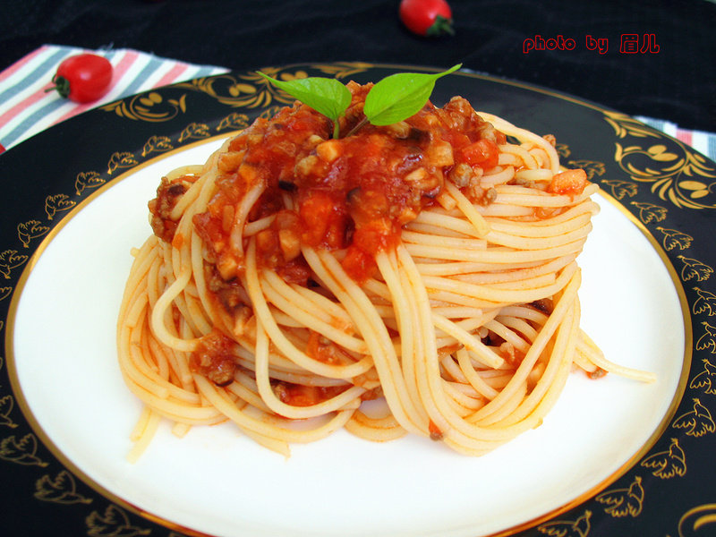 Eggplant Mushroom Meat Sauce Pasta