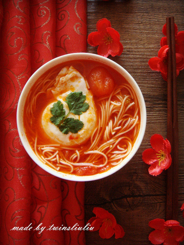 Step-by-step Cooking of Tomato and Egg Dragon Whisker Noodle Soup