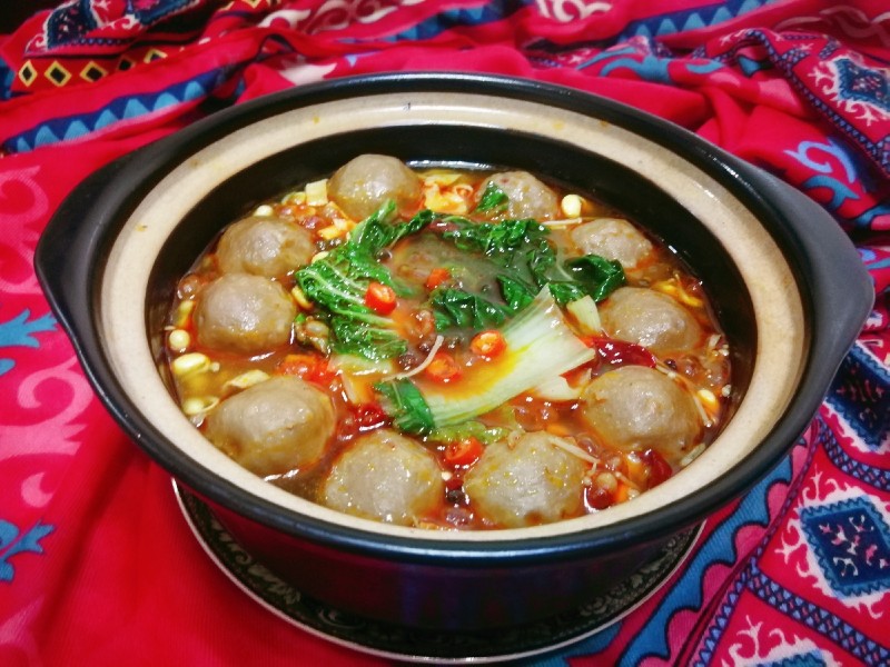 Stewed Beef Balls with Enoki Mushrooms and Tofu Skin