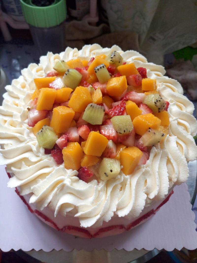 Fruit Birthday Cake Making Steps