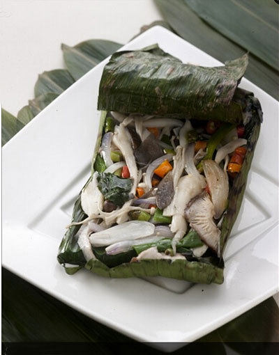 Banana Leaf Grilled Mushrooms