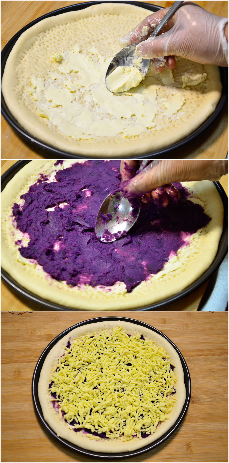 Steps to Make Purple Sweet Potato Cheese Pizza