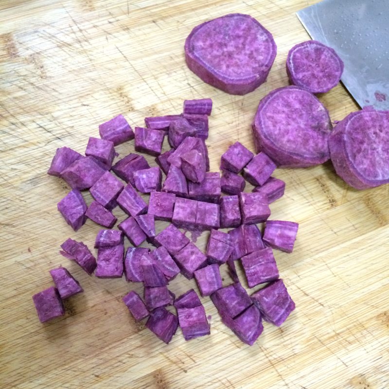 Steps for Making Purple Sweet Potato Milk Tapioca Pudding