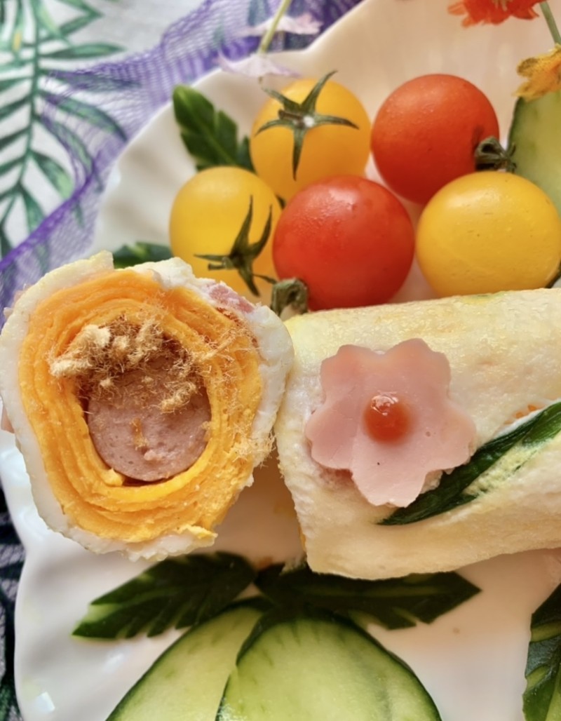 Steps to Make Sausage and Pork Floss Two-Tone Egg Roll