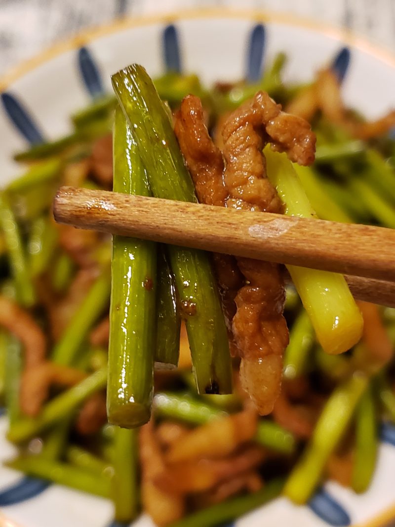 Delicious Garlic Shoots Stir-Fried Pork