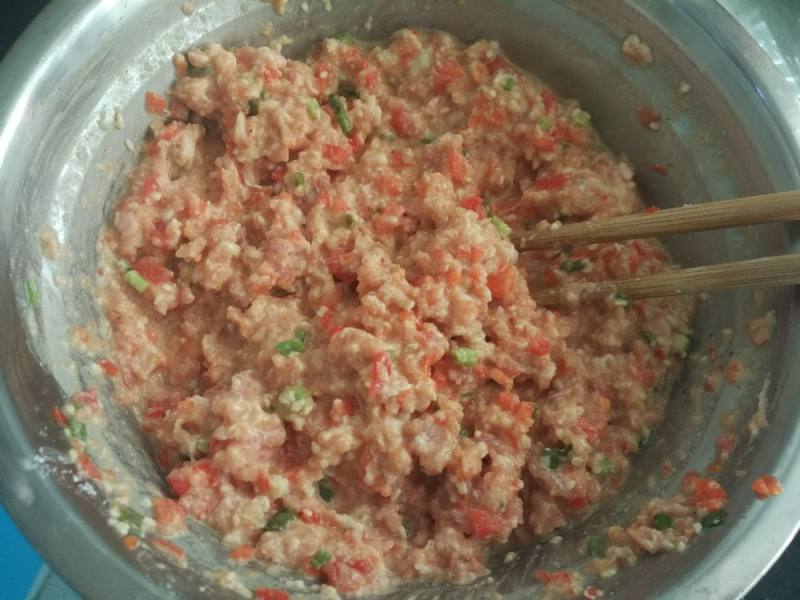 Steps to Make Red Pepper and Minced Pork Pancake